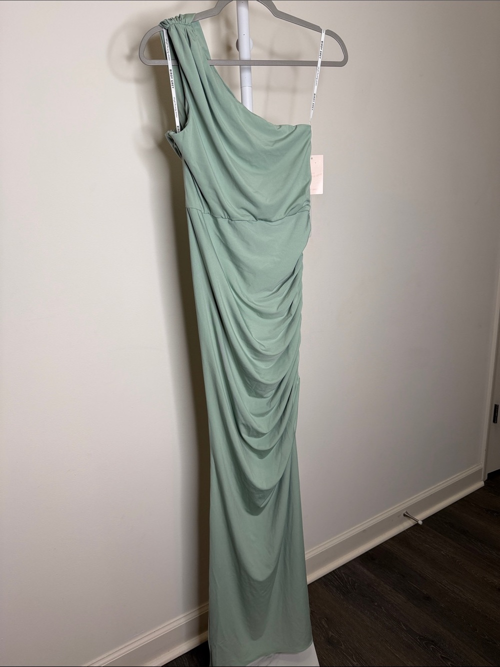 Birdy Grey Claudia Dress One-Shoulder Sage Green One Shoulder Evening Dress